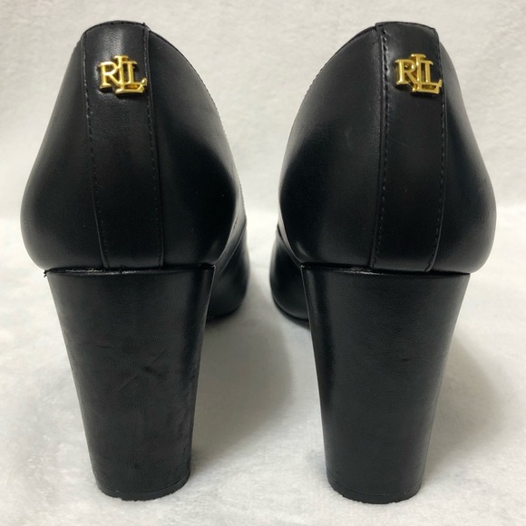 Lauren Ralph Lauren Black Pumps Size 6.5B Block Heel Round Toe Casual Minimalist - Picture 6 of 12